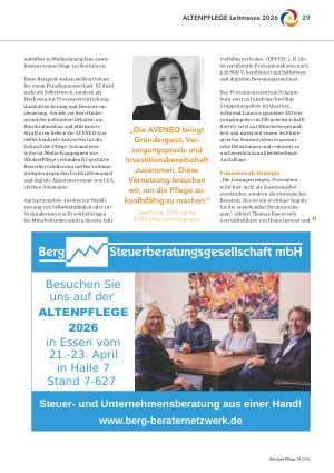 Vorschauseite 2: AVENEO: Innovationskraft für die Pflege Die Sonderschau AVENEO präsentiert die zukunftsweisenden Newcomer und Produkte von morgen.