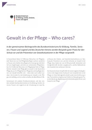 Vorschauseite 1: Pflege – Gesund und gewaltfrei Das Projekt Gewaltprävention in der stationären Pflege