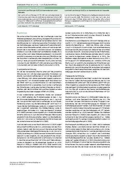 Vorschauseite 3: Low-Level-Laser-Therapie (LLLT) vielversprechende Intervention bei oraler Mukositis