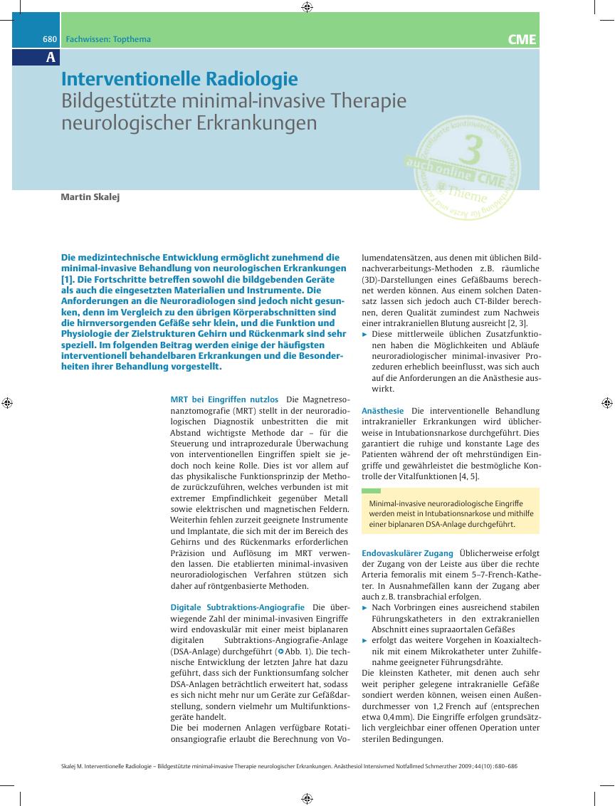 Vorschauseite 1: Bildgestützte minimal – invasive Therapie neurologischer Erkrankungen