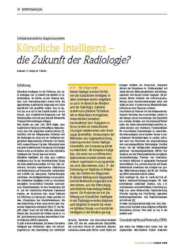 Vorschauseite 1: Computerassistierte Diagnosesysteme: Künstliche Intelligenz – die Zukunft der Radiologie?