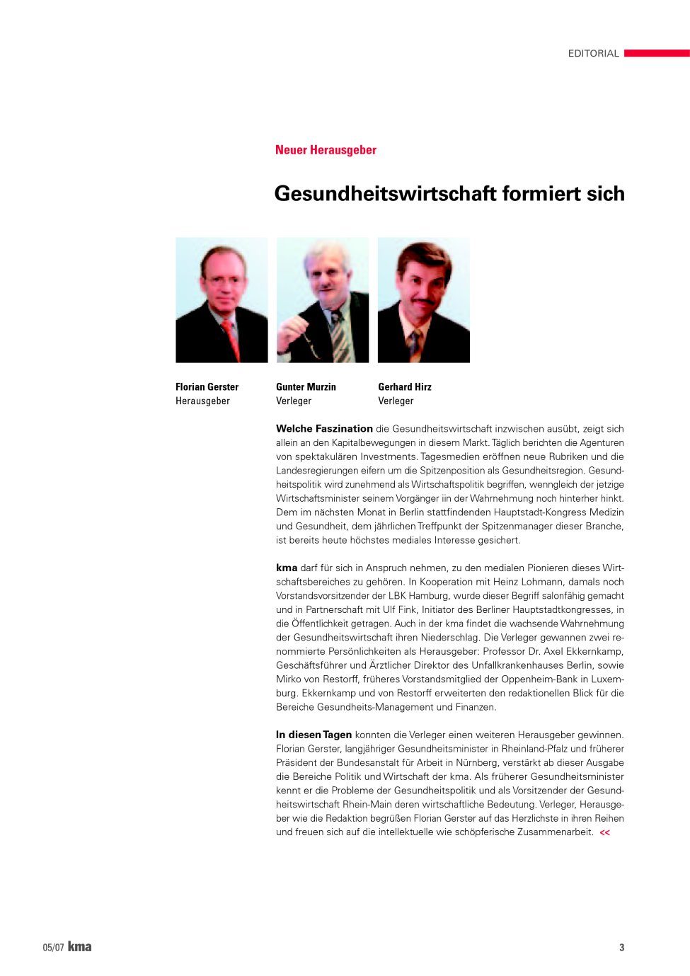 Vorschauseite 1: Gesundheitswirtschaft formiert sich