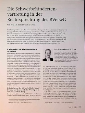 Vorschauseite 1: Die Schwerbehindertenvertretung in der Rechtsprechung des BVerwG