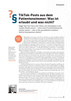 Vorschauseite 1: TikTok-Posts aus dem Patientenzimmer: Was ist erlaubt und was nicht?