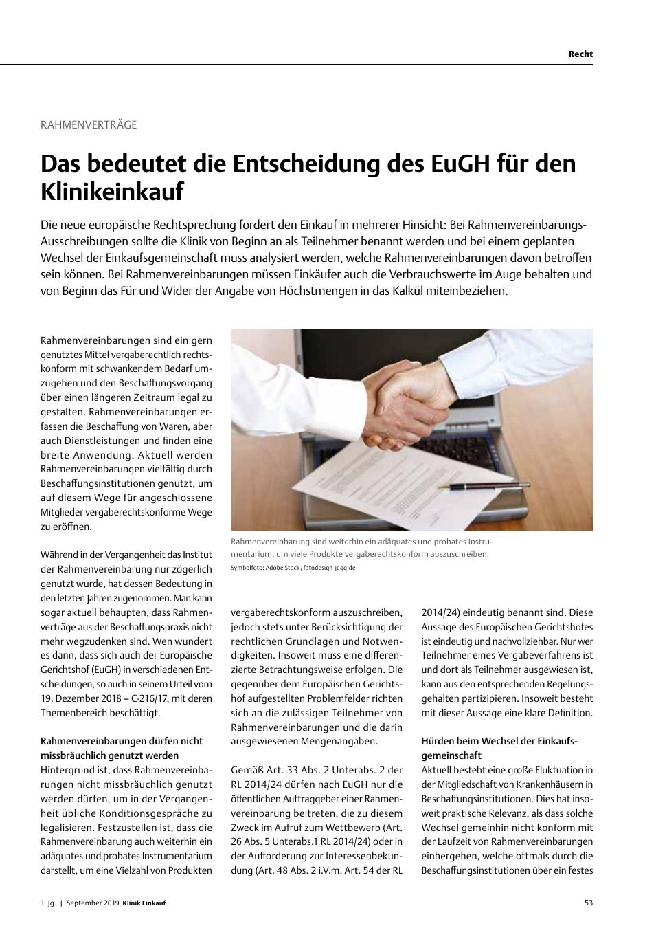Vorschauseite 1: Rahmenverträge: Das bedeutet die Entscheidung des EuGH für den Klinikeinkauf