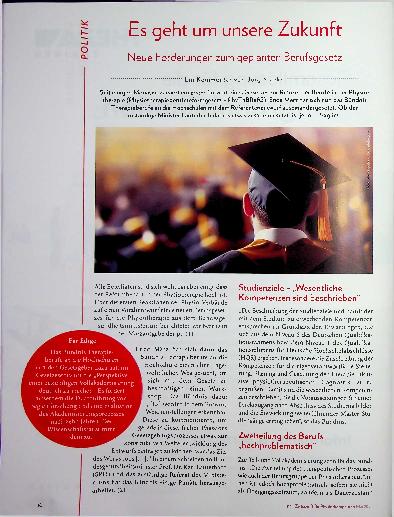 Vorschauseite 1: Es geht um unsere Zukunft. Neue Forderungen zum geplanten Berufsgesetz.