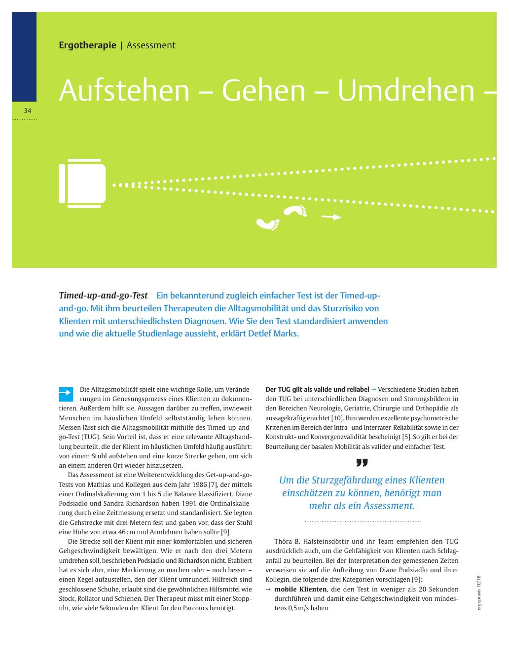 Vorschauseite 1: Timed-up-and-go-Test ? Aufstehen ? Gehen ? Umdrehen ? Gehen ? Hinsetzen