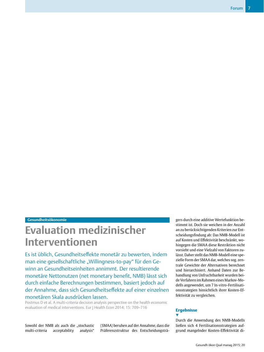 Vorschauseite 1: Gesundheitsökonomie ? Evaluation medizinischer Interventionen