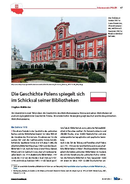 Vorschauseite 1: Die Geschichte Polens spiegelt sich im Schicksal seiner Bibliotheken
