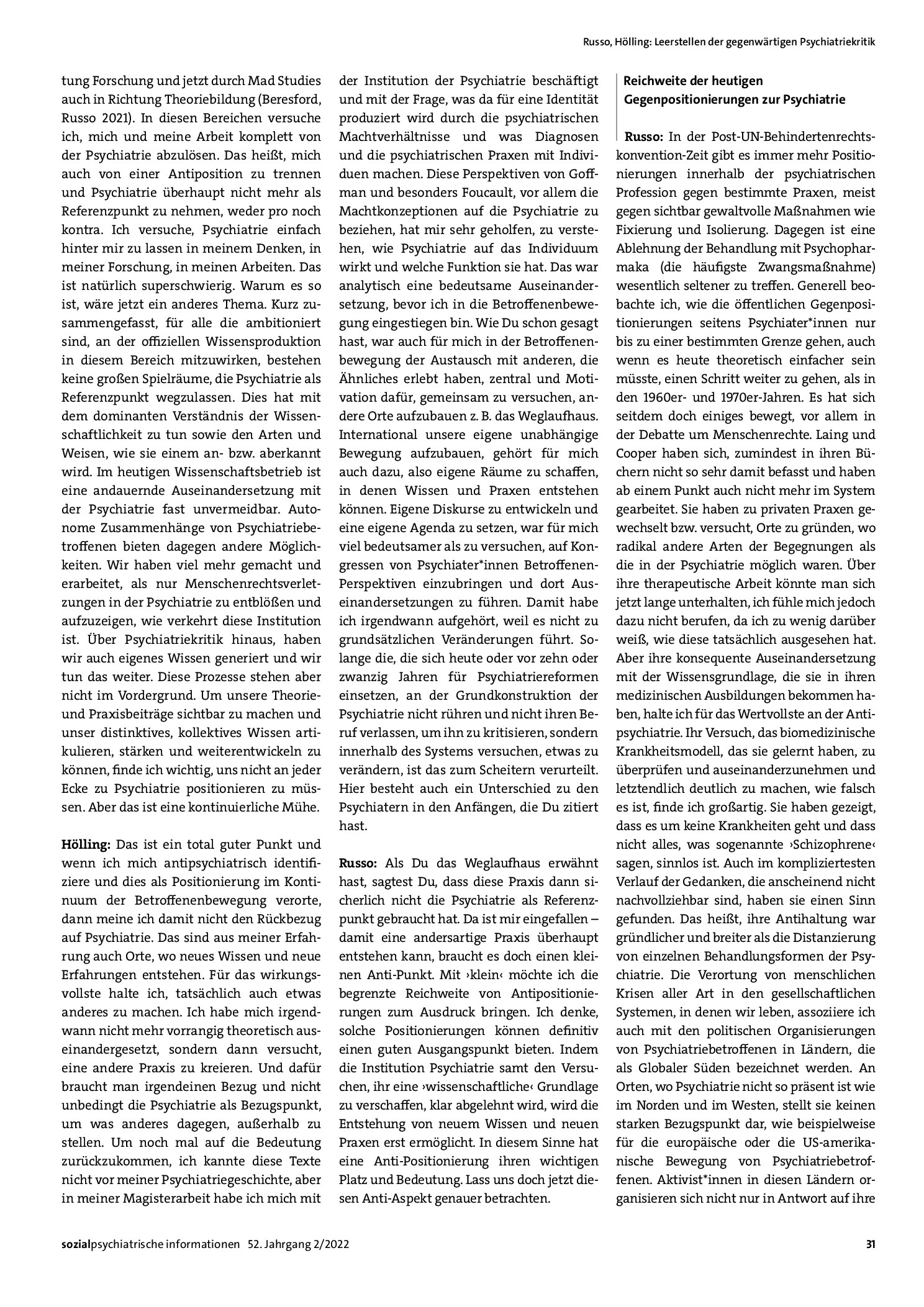 Vorschauseite 2: Leerstellen der gegenwärtigen Psychiatriekritik