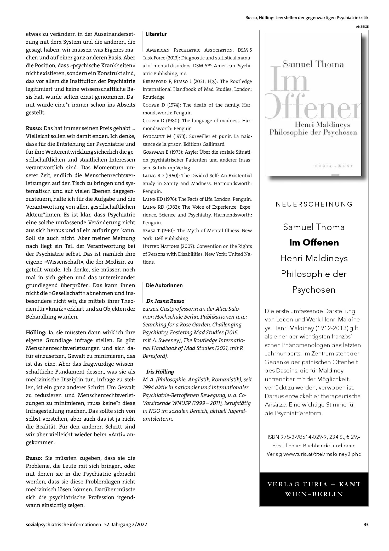 Vorschauseite 4: Leerstellen der gegenwärtigen Psychiatriekritik