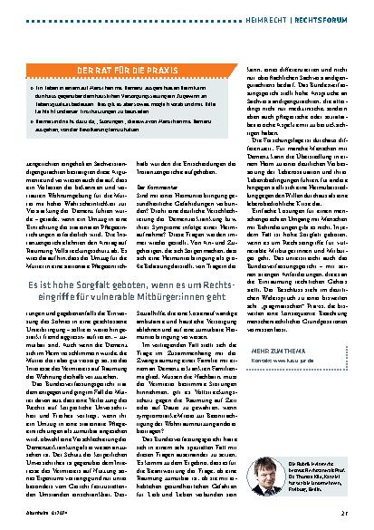 Vorschauseite 2: Gesundheitsgefahren durch Übersiedlung ins Heim?