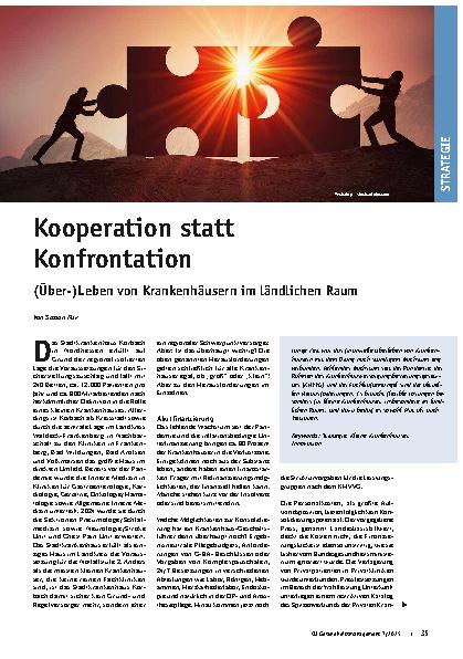 Vorschauseite 1: Kooperation statt Konfrontation (Über-)Leben von Krankenhäusern im ländlichen Raum