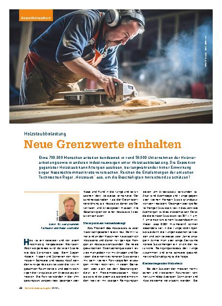 Vorschauseite 1: Holzstaubbelastung: Neue Grenzwerte einhalten.
