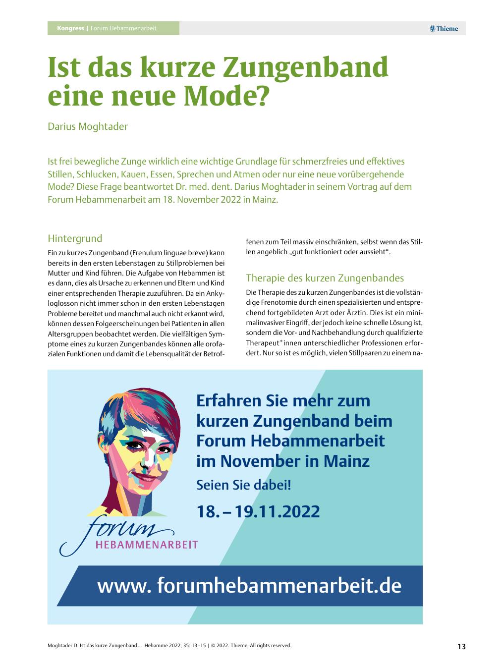 Vorschauseite 1: Ist das kurze Zungenband eine neue Mode?