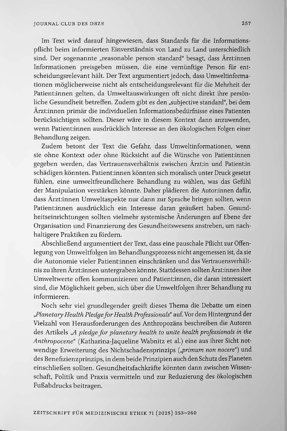 Vorschauseite 5: Journal Club des DRZE: „Grüne“ Einwilligungen und „grüne“ Gelöbnisse im Gesundheitsbereich