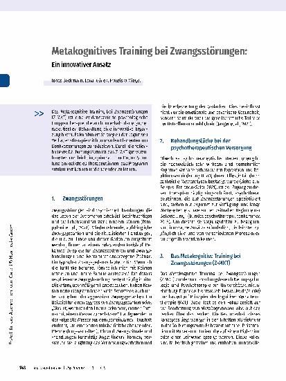 Vorschauseite 1: Metakognitives Training bei Zwangsstörungen: Ein innovativer Ansatz