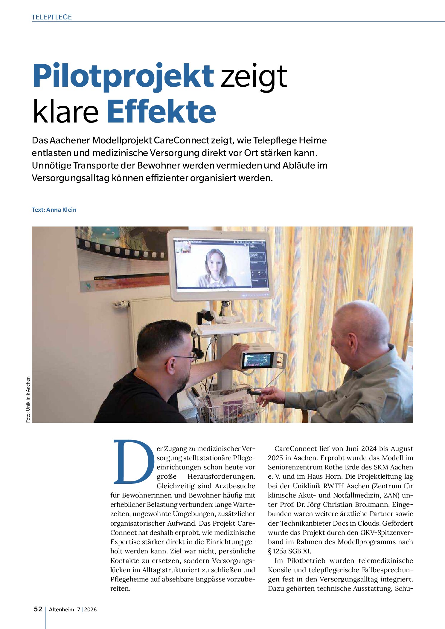 Vorschauseite 1: Pilotprojekt zeigt klare Effekte