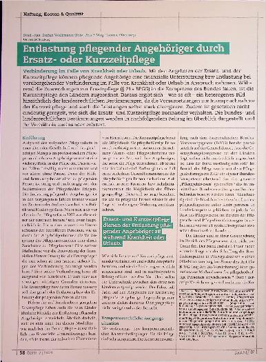 Vorschauseite 2: Entlastung pflegender Angehöriger durch Ersatzoder Kurzzeitpflege