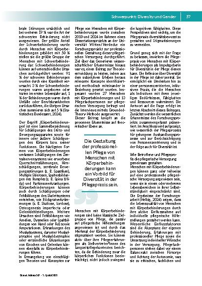 Vorschauseite 2: Die professionelle Pflege von Menschen mit Körperbehinderung. Impulsgeberin für Diversität in der Pflegepraxis