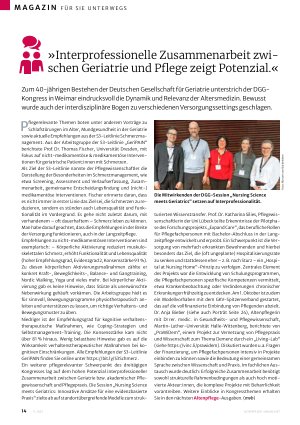 Vorschauseite 1: »Interprofessionelle Zusammenarbeit zwischen Geriatrie und Pflege zeigt Potenzial. «