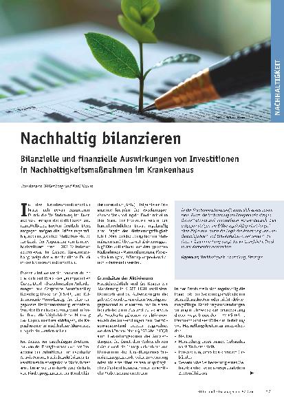 Vorschauseite 1: Nachhaltig bilanzieren: Bilanzielle und finanzielle Auswirkungen von Investitionen in Nachhaltigkeitsmaßnahmen im Krankenhaus