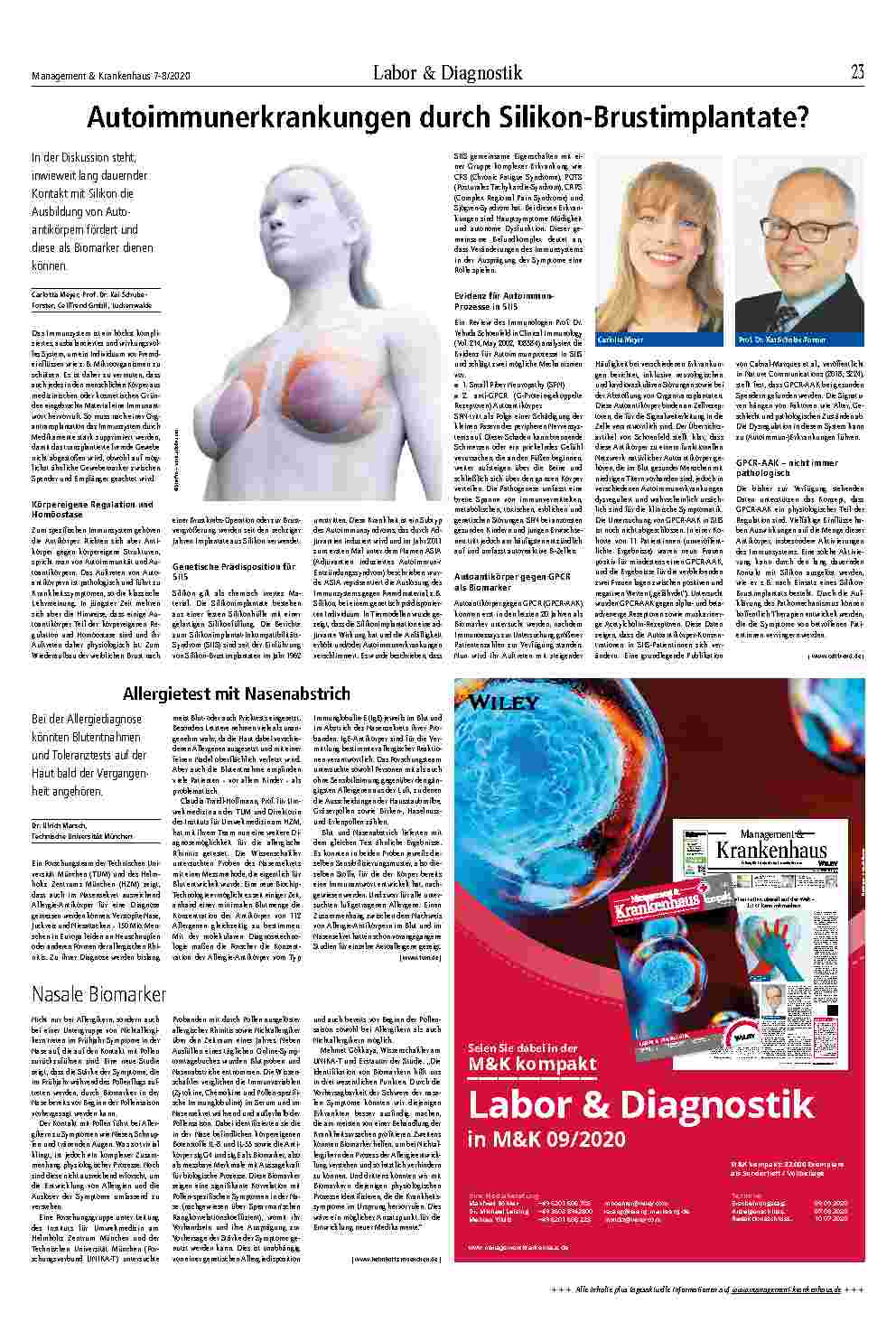 Vorschauseite 3: Labor & Diagnostik: Den Verlauf von Covid-19 anhand des Blutes vorhersagen