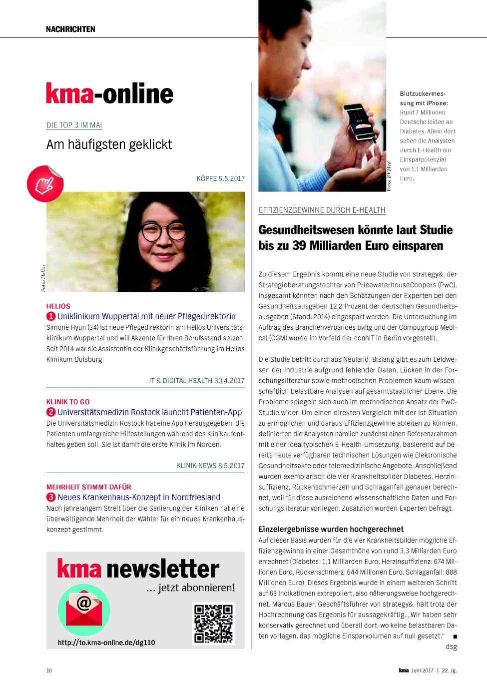 Vorschauseite 1: Effizienzgewinne durch E-Health: Gesundheitswesen könnte laut Studie bis zu 39 Milliarden Euro einsparen
