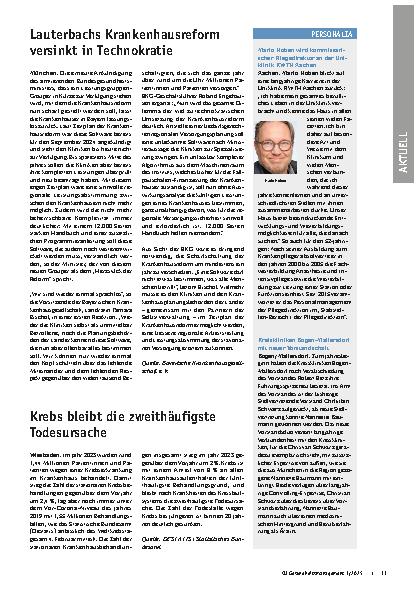 Vorschauseite 1: Lauterbachs Krankenhausreform versinkt in Technokratie