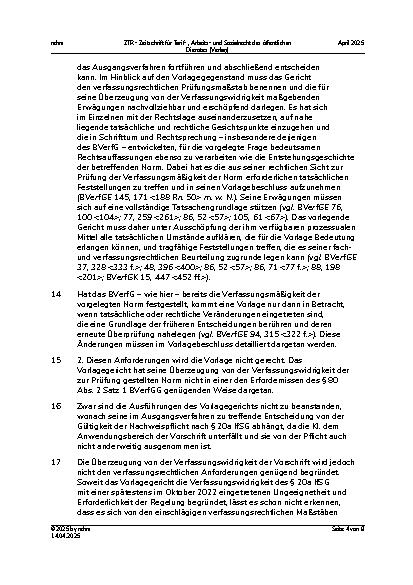 Vorschauseite 4: II. Allgemeines Arbeitsrecht Verfassungsmäßigkeit der einrichtungsbezogenen Pflicht zum Nachweis einer Impfung gegen COVID-19