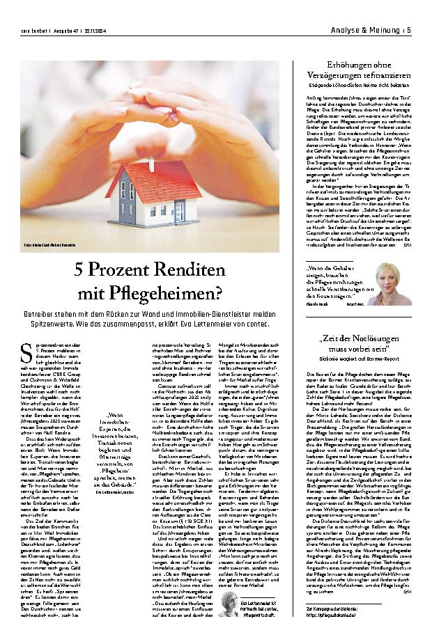Vorschauseite 1: 5 Prozent Renditen mit Pflegeheimen?