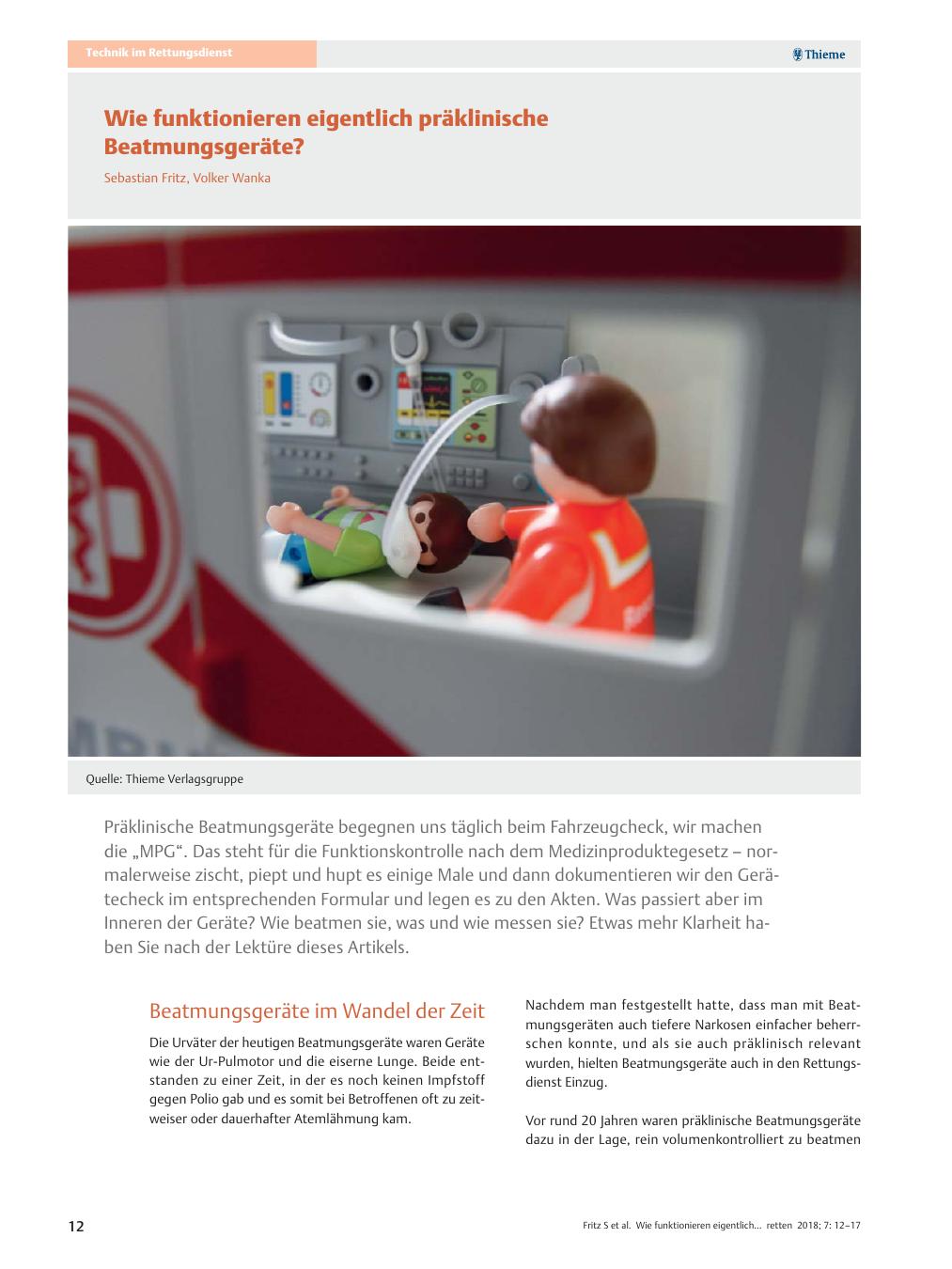 Vorschauseite 1: Wie funktionieren eigentlich präklinische Beatmungsgeräte?
