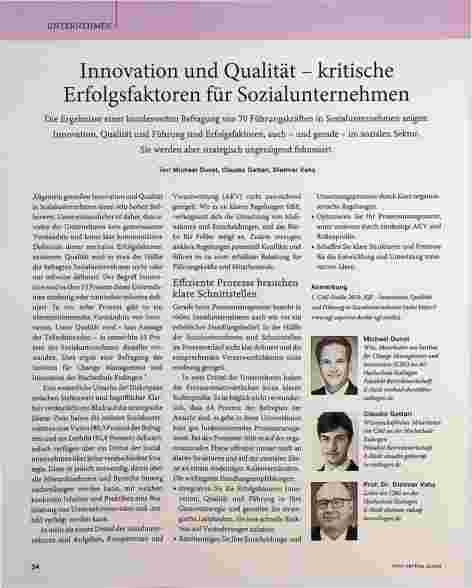 Vorschauseite 1: Innovation und Qualität - kritische Erfolgsfaktoren für Sozialunternehmen