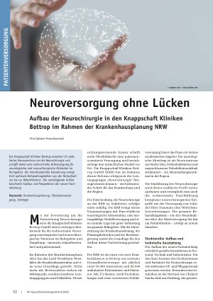 Vorschauseite 1: Neuroversorgung ohne Lücken Aufbau der Neurochirurgie in den Knappschaft Kliniken Bottrop im Rahmen der Krankenhausplanung NRW