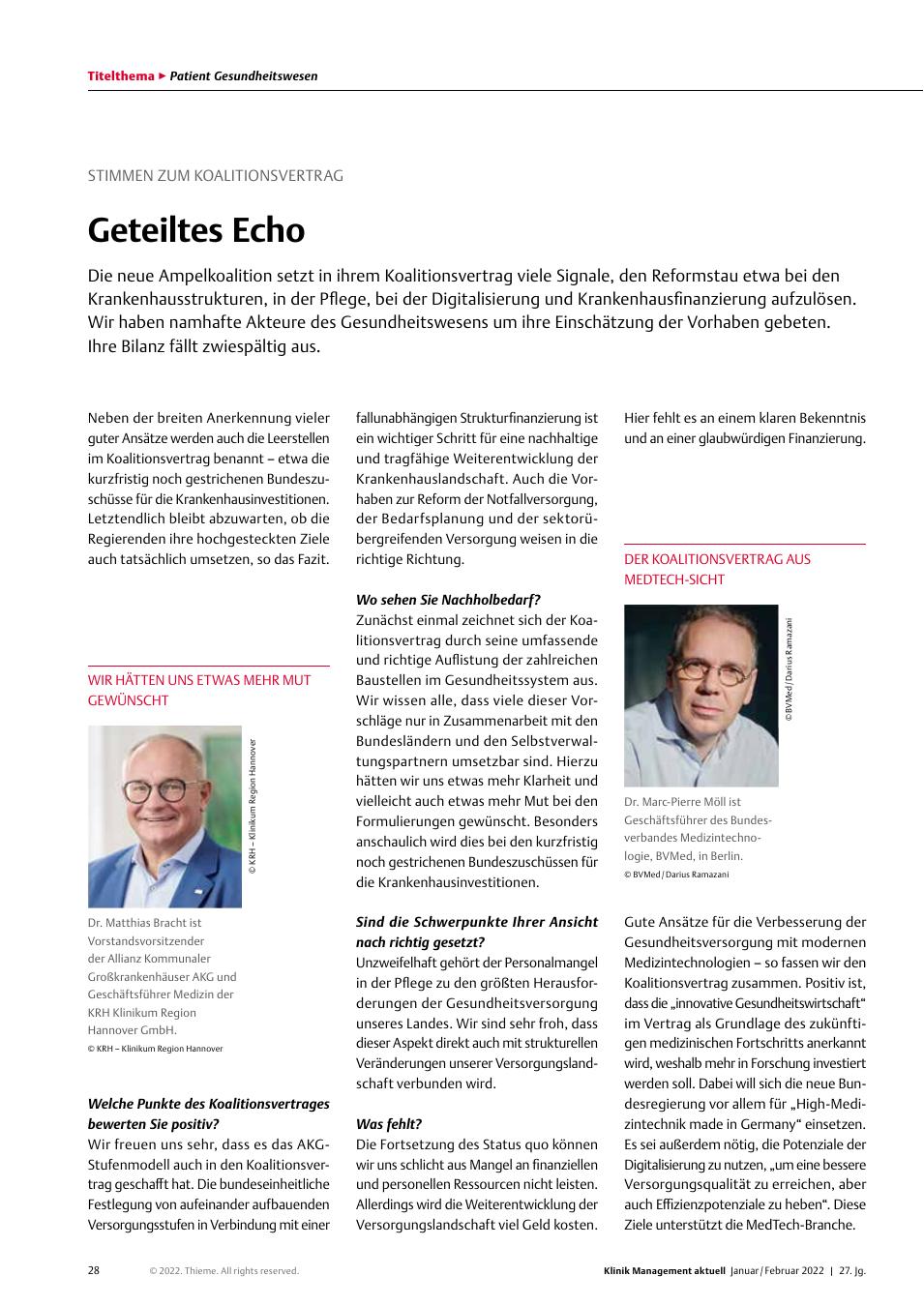 Vorschauseite 1: Stimmen zum Koalitionsvertrag: Geteiltes Echo
