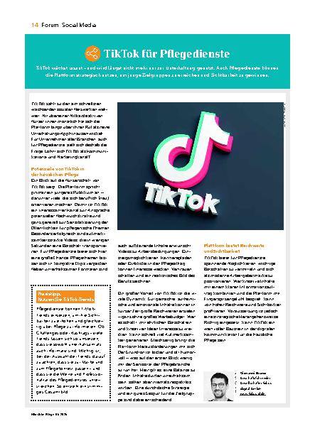 Vorschauseite 1: TikTok für Pflegedienste