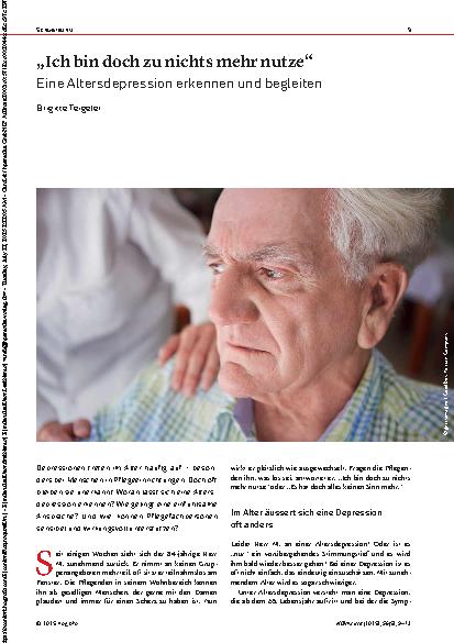 Vorschauseite 1: „Ich bin doch zu nichts mehr nutze“ Eine Altersdepression erkennen und begleiten