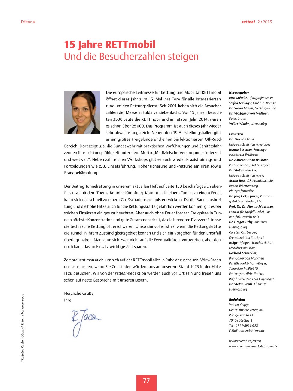 Vorschauseite 1: 15 Jahre RETTmobil ? Und die Besucherzahlen steigen