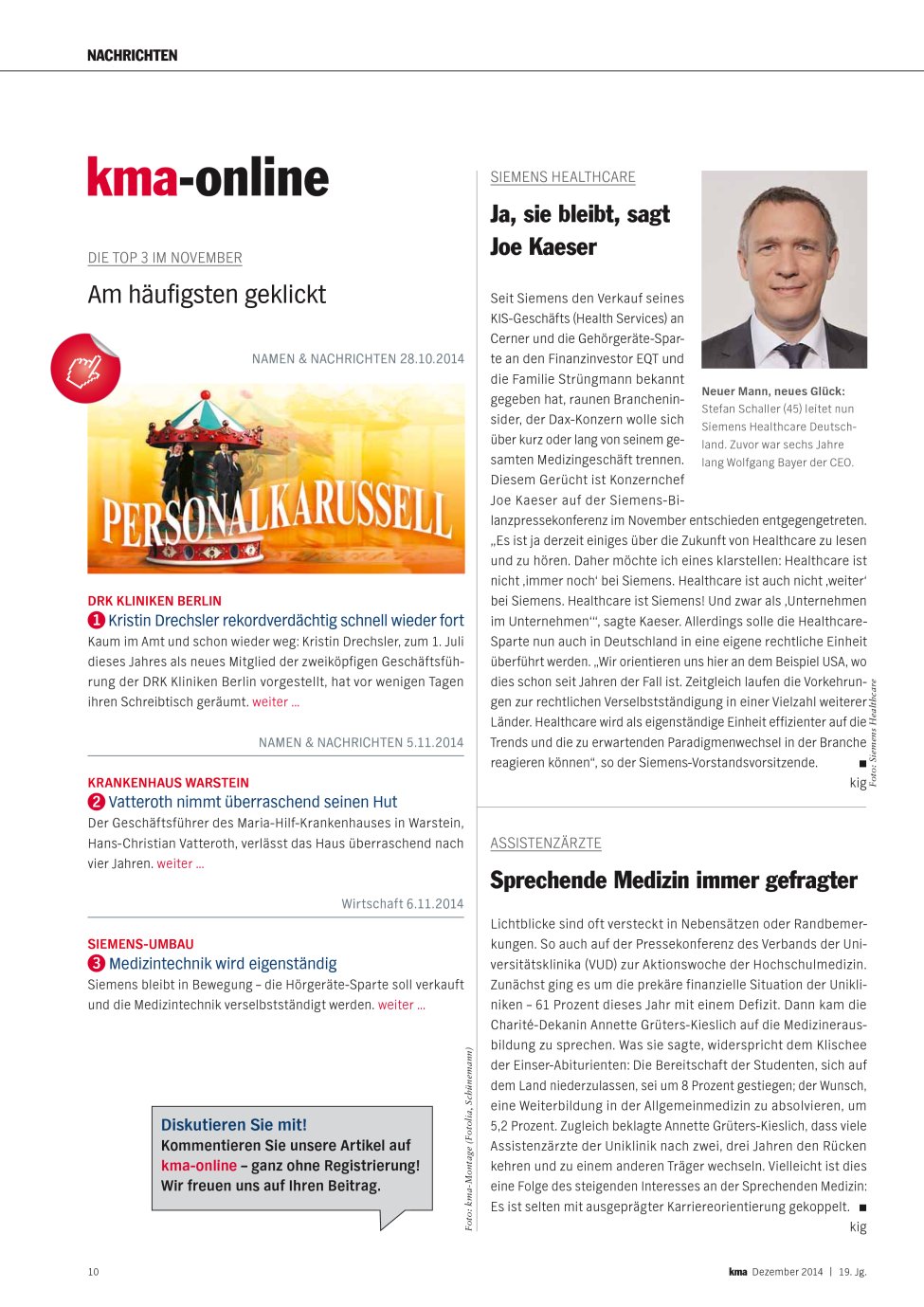 Vorschauseite 1: Ja, sie bleibt, sagt Joe Kaeser