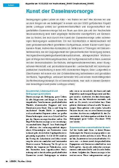 Vorschauseite 1: Kunst der Daseinsvorsorge