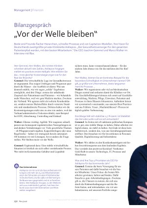 Vorschauseite 1: Bilanzgespräch „Vor der Welle bleiben“
