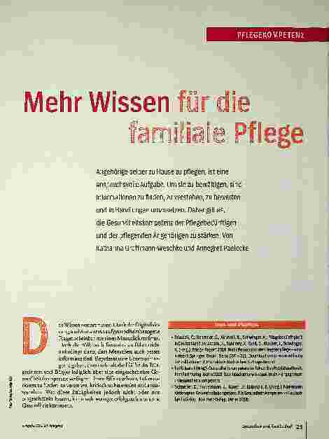 Vorschauseite 1: Mehr Wissen für die familiäre Pflege
