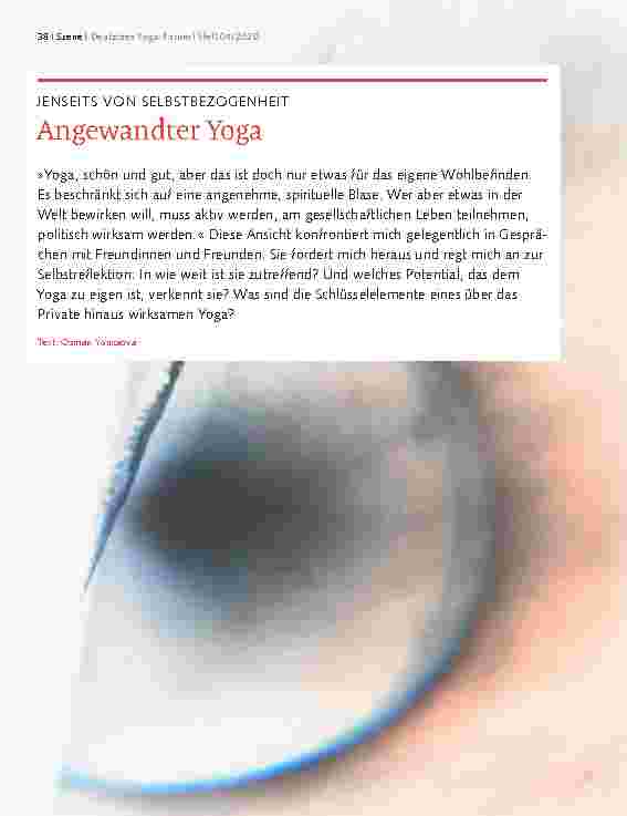 Vorschauseite 1: JENSEITS VON SELBSTBEZOGENHEIT Angewandter Yoga