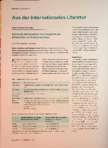 Vorschauseite 1: Netzwerk-Metaanalyse zum Vergleich der Effektivität von Schmerzmitteln