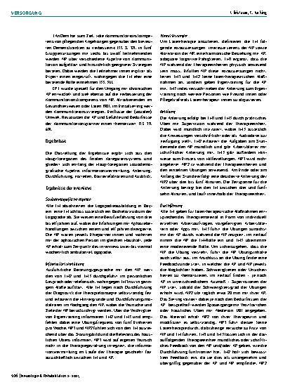 Vorschauseite 4: Supplementiver Einsatz von Laientherapie im ambulanten Setting – verbesserte Versorgungsqualität bei chronischer Aphasie?