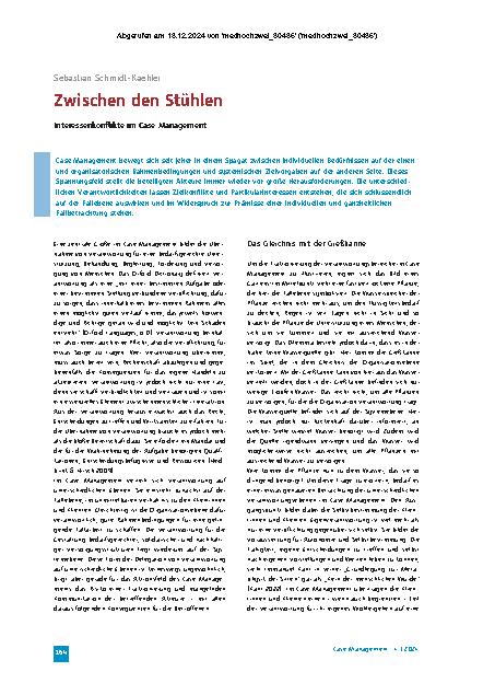 Vorschauseite 1: Zwischen den Stühlen: Interessenkonflikte im Case Management