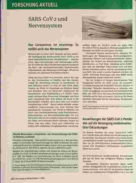 Vorschauseite 1: SARS-CoV-2 und Nervensystem: Das Coronavirus ist neurotrop und befällt auch das Nervensystem.