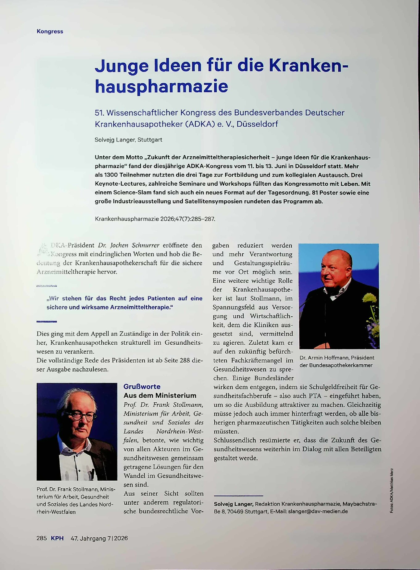 Vorschauseite 1: Junge Ideen für die Krankenhauspharmazie