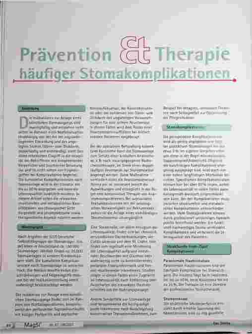Vorschauseite 1: Prävention, Therapie, häufige Stomakomplikationen