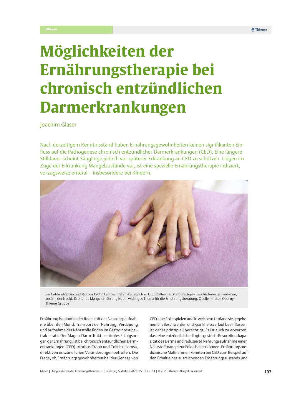 Vorschauseite 1: Möglichkeiten der Ernährungstherapie bei chronisch entzündlichen Darmerkrankungen
